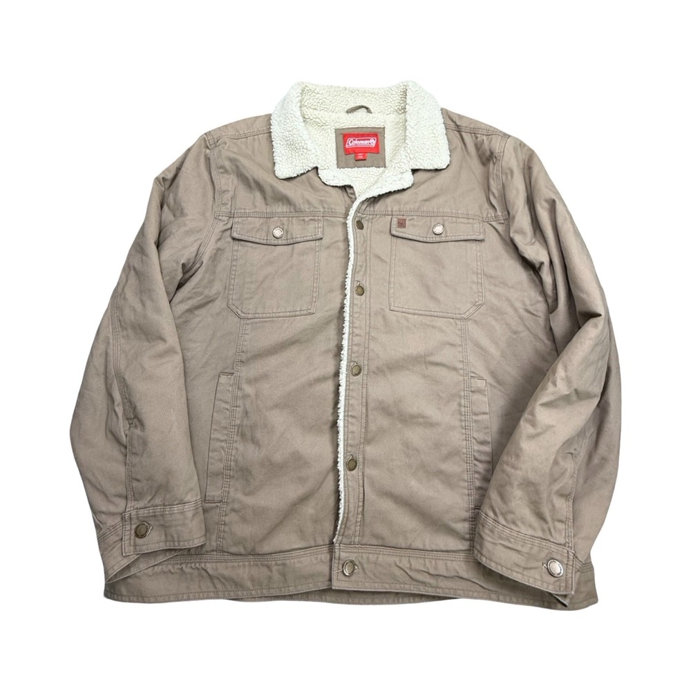 Coleman Canvas Jacket Mens XXL Brown Sherpa Lined Cotton Rugged Workwear